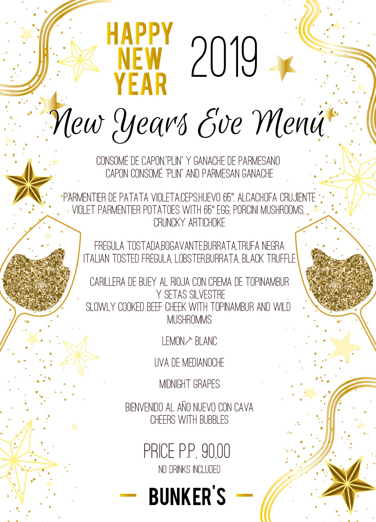 New years Eve menu 2018 bunkers palma de mallorca